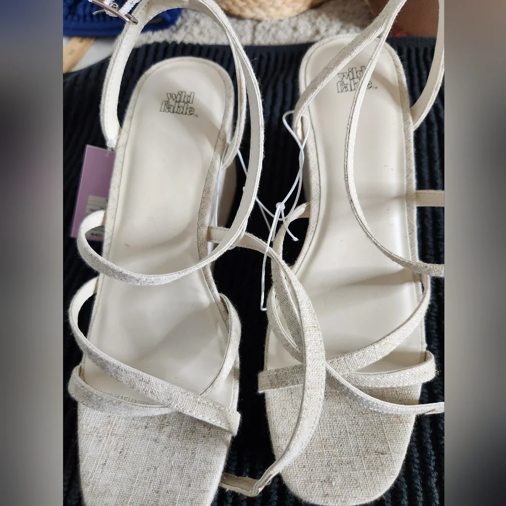 Wild Fable Women's Platform Wedge High Heel Sandals Ankle Strap,Memory Foam